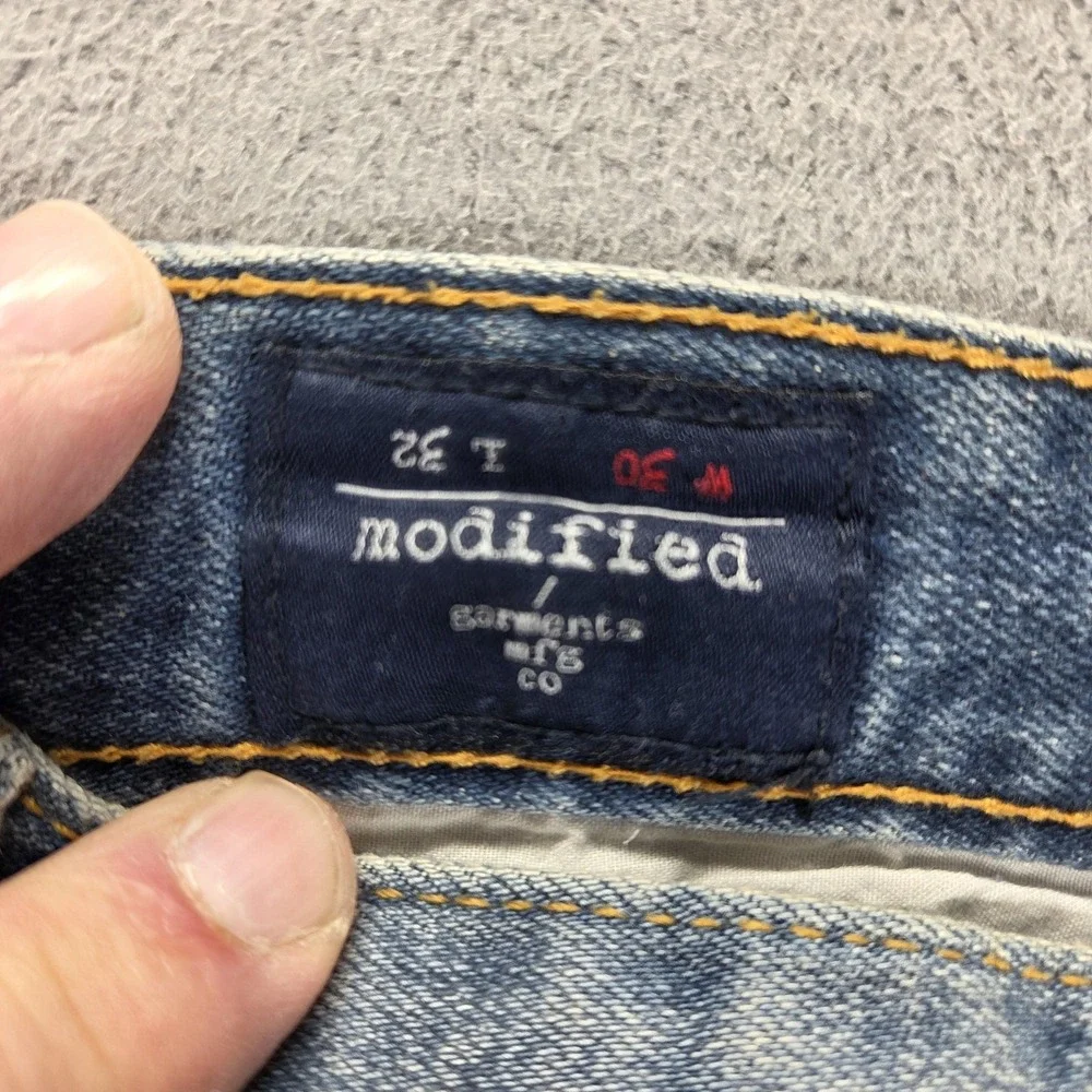 Modified‎ Jeans Mens Blue Selvedge Thrashed Whiskers Honeycomb Fits 30x25